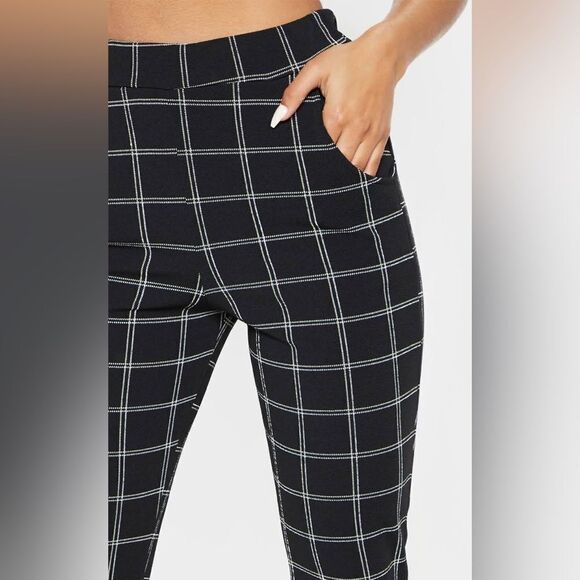 Adrienne Vittadini Black Check Pixie Ankle Cropped Pants Size 2 - Picture 10 of 10